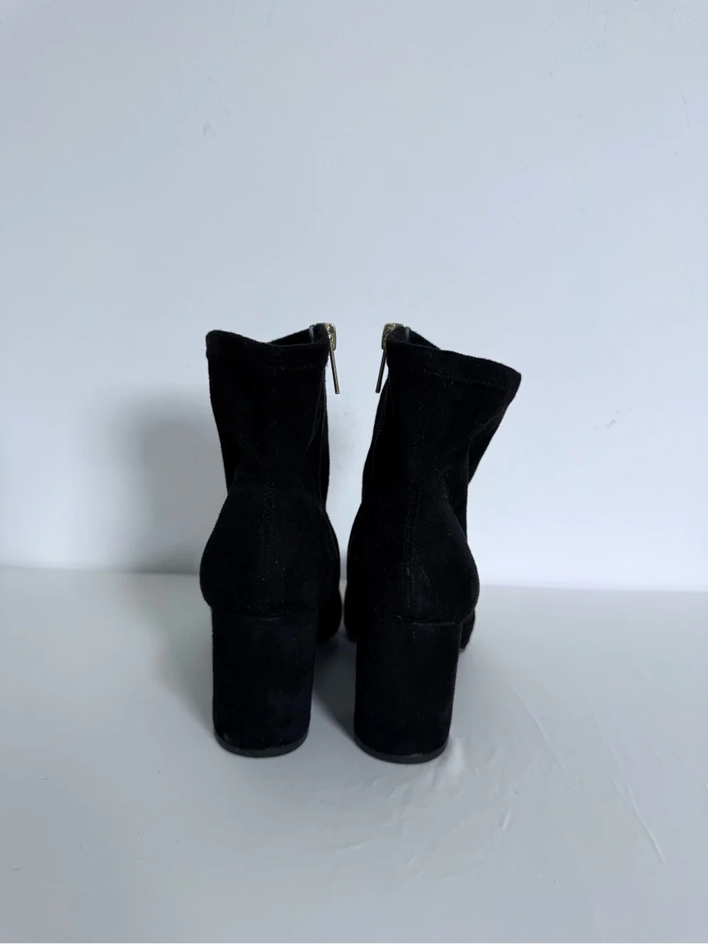 Unisa Black Suede Ankle Booties with Block Heel